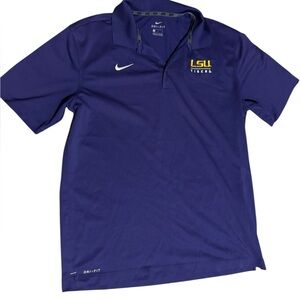 Nike Dri Fit Polo Shirt LSU Tigers Purple Yellow Embroidered, Men's Size Large